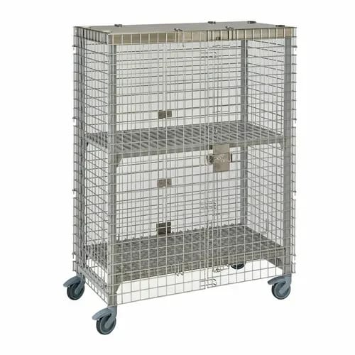 Cambro Camshelving CPMU244867SUPKG Stainless Steel Premium Mobile Security Cage 50-1/4"W X 26-3/4"D X 67-3/4"H — view 1