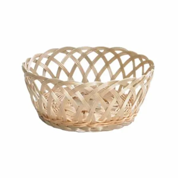 Tablecraft 1135W Natural Round Woven Basket 8-1/2" x 3-1/4" | Case of 12 — view 1