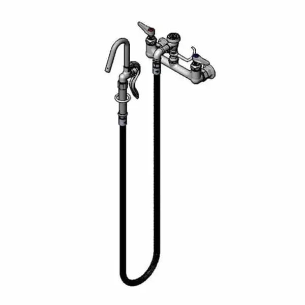 T&S B-0612 8" Wall Mount Pot Filler Faucet with 68" Hose — view 1