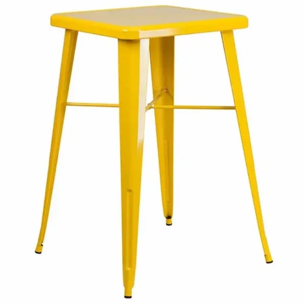 Flash Furniture CH-31330-YL-GG Square Bar Height Galvanized Steel Yellow Table — view 1