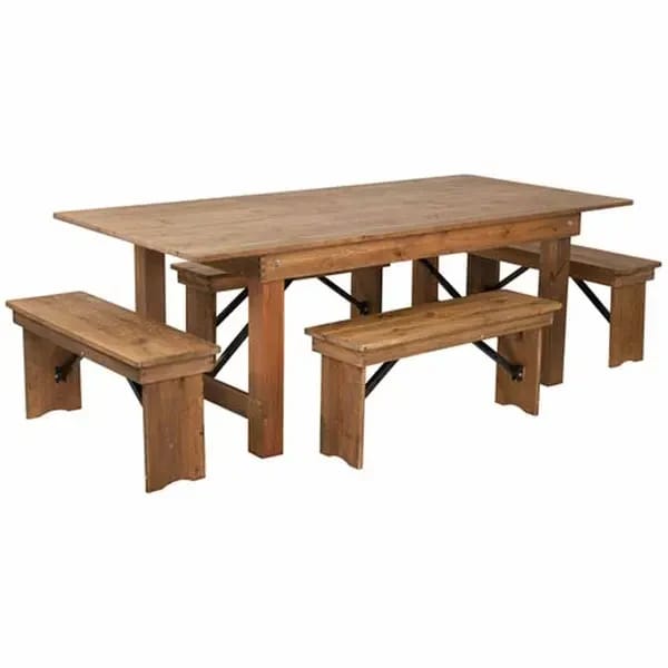 Flash Furniture XA-FARM-1-GG Wood Farm Table and Chair Set with Four Chairs — view 1