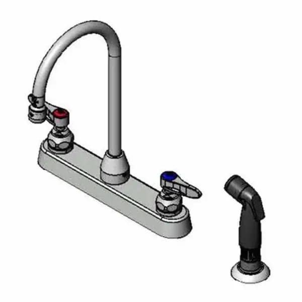 T&S B-1172-07-133X 8" Wall Mount Workboard Faucet with 6" Gooseneck and Spray Hose — view 1