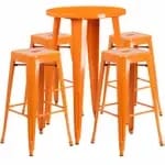 Flash Furniture CH-51080BH-4-30SQST-BQ-GG Black and Antique Gold Metal Bar Stool and Table Set with Four Bar Stools — view 3