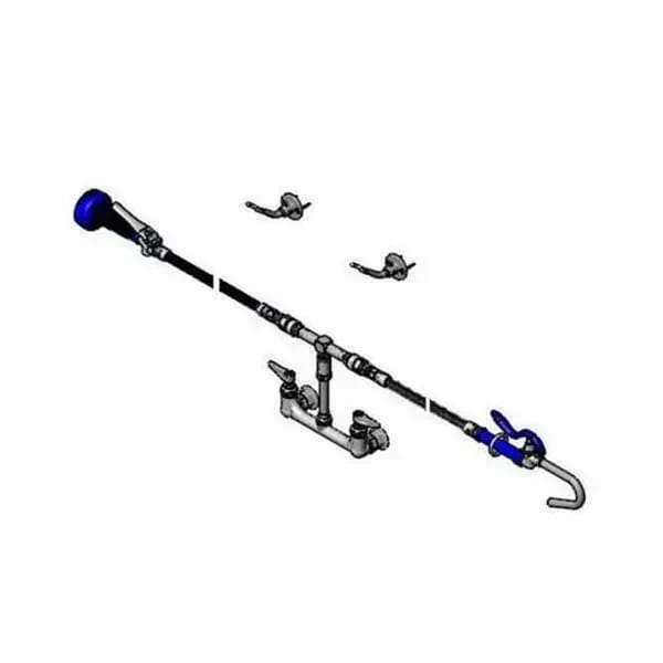 T&S B-2331-08H 8" Wall Mount Kettle Kaddy Combination Pot Filler and Spray Rince Faucet with Wall Hooks — view 1