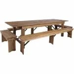 Flash Furniture XA-FARM-2-GG Folding Wood Farm Table Set with Four Benches — view 4