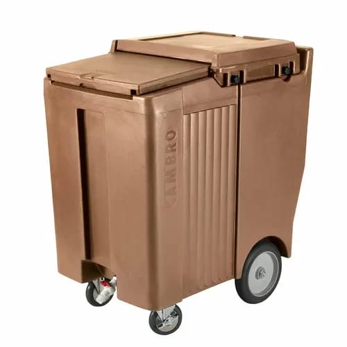 Cambro Slidinglid ICS200TB157 200 Lb. Coffee Beige Mobile Ice Caddy — view 1