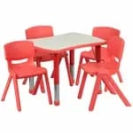 Flash Furniture YU-YCX-0043-2-MOON-TBL-BLUE-E-GG Blue Preschool Activity Table Set with Four Chairs — view 4