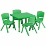 Flash Furniture YU-YCX-0043-2-MOON-TBL-BLUE-E-GG Blue Preschool Activity Table Set with Four Chairs — view 6