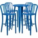 Flash Furniture CH-51080BH-4-30SQST-BK-GG Black Metal Bar Stool and Table Set with Four Bar Stools — view 6
