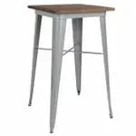 Flash Furniture CH-31330-40M1-BK-GG Square Bar Height Galvanized Steel Table with Walnut Elm Wood Top — view 4