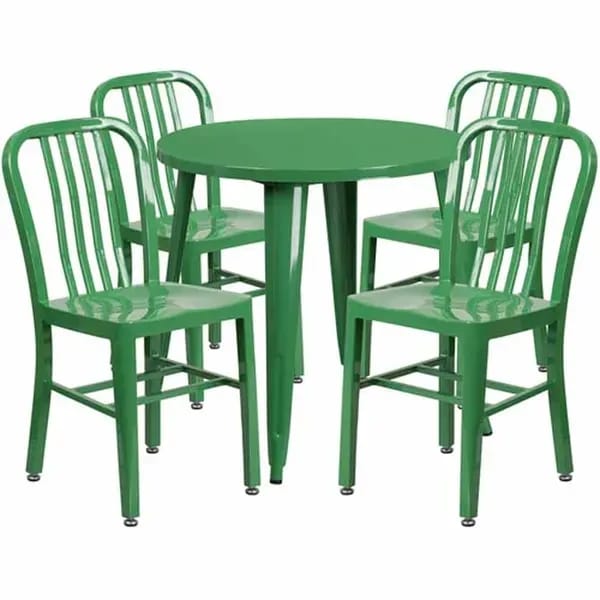 Flash Furniture CH-51090TH-4-18VRT-GN-GG Green Metal Table and Chair Set with Four Chairs — view 1