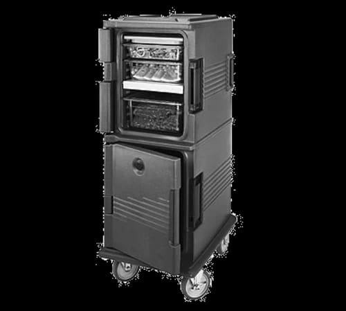 Cambro Ultra Camcart UPCHT800191 2-Compartment Granite Gray Heated Food Pan Carrier — view 1