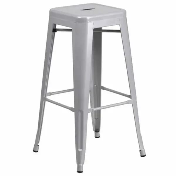 Flash Furniture CH-31320-30-SIL-GG Silver Galvanized Steel Bar Stool — view 2