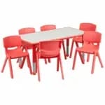Flash Furniture YU-YCX-0013-2-RECT-TBL-GREEN-E-GG Green Preschool Activity Table Set with Six Chairs — view 5
