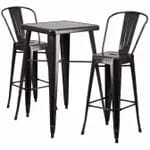 Flash Furniture CH-31330B-2-30GB-BK-GG Black Galvanized Steel Bar Stool and Table Set with Two Bar Stools — view 5