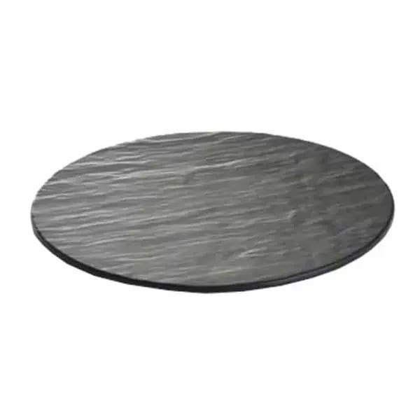 Tablecraft MG16 Frostone Black Slate Round Melamine Serving Tray 16" Diameter — view 1
