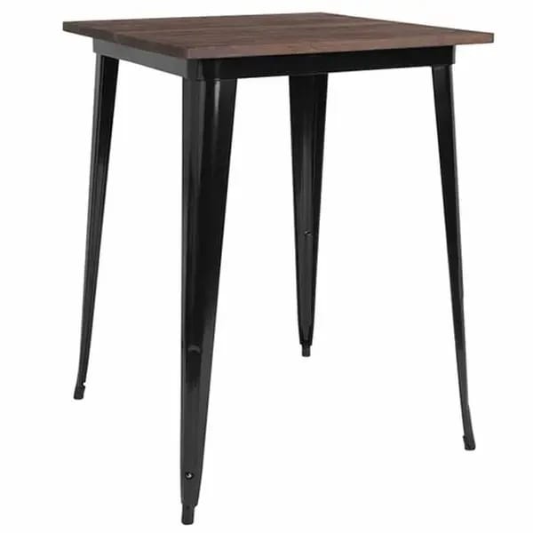 Flash Furniture CH-51040-40M1-BK-GG Square Bar Height Galvanized Steel Table with Walnut Elm Wood Top — view 2