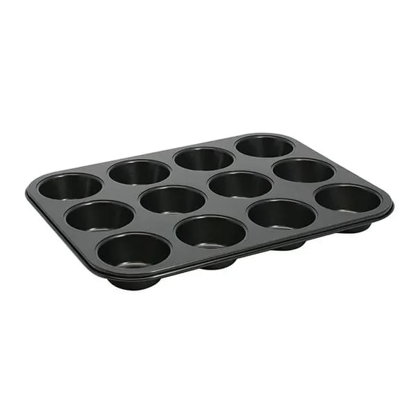 Winco AMF-12NS 2-3/4" Diameter 12-Cup Carbon Steel Non-Stick Muffin Pan — view 1