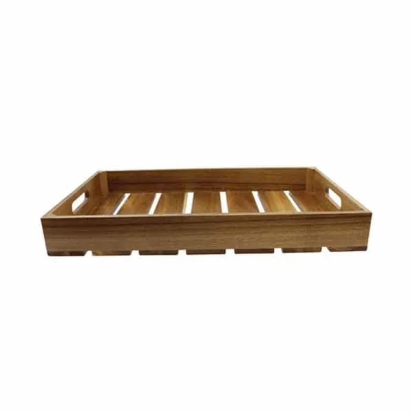 Tablecraft CRATE12 Half Size Brown Wood Display Crate 2-3/4" Deep — view 2