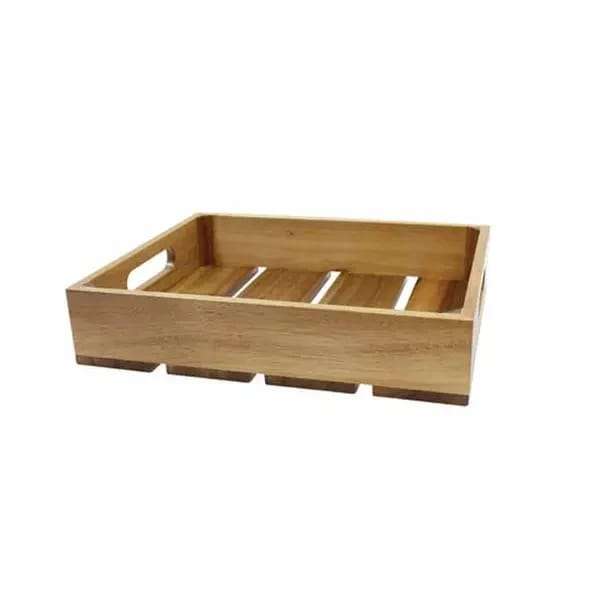Tablecraft CRATE11 Full Size Brown Wood Display Crate 2-3/4" Deep — view 2