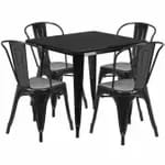 Flash Furniture ET-CT002-4-30-BL-GG Blue Galvanized Steel Table and Chair Set with Four Chairs — view 5