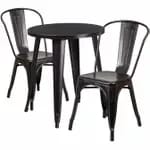Flash Furniture CH-51080TH-2-18CAFE-BK-GG Black Metal Table and Chair Set with Two Chairs — view 4