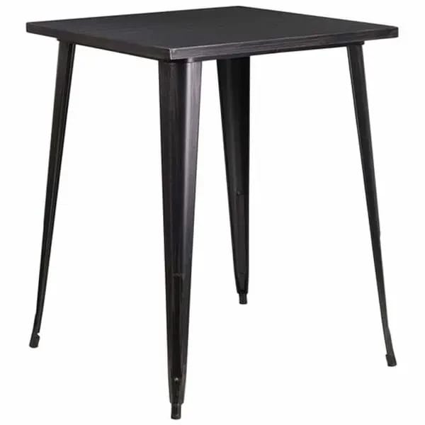 Flash Furniture CH-51040-40-BQ-GG Square Bar Height Metal Black and Antique Gold Table — view 2