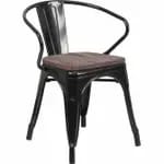 Flash Furniture CH-31270-OR-WD-GG Orange Galvanized Steel Armchair with Wood Seat — view 3