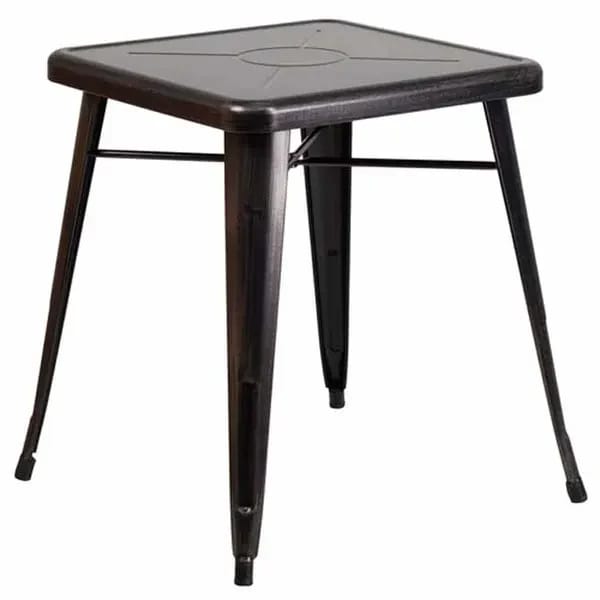 Flash Furniture CH-31330-29-BQ-GG 23-3/4" Square Dining Height Galvanized Steel Black and Antique Gold Table — view 1