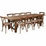 Flash Furniture XA-FARM-11-GG Pecan Wood Farm Table and Chair Set with Six Chairs — view 6