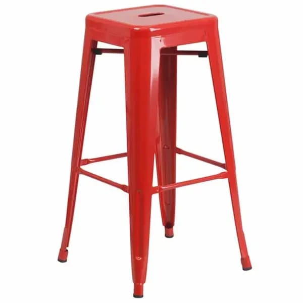 Flash Furniture CH-31320-30-RED-GG Red Galvanized Steel Bar Stool — view 2