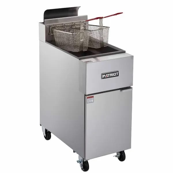 Patriot PT-GF100KLP Liquid Propane 40 lb. Open Pot Floor Fryer with Casters 90,000 BTU — view 2