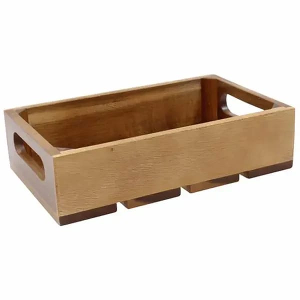 Tablecraft CRATE13 Third Size Brown Wood Display Crate 2-3/4" Deep — view 2