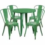 Flash Furniture CH-51090TH-4-18CAFE-BL-GG Blue Metal Table and Chair Set with Four Chairs — view 6