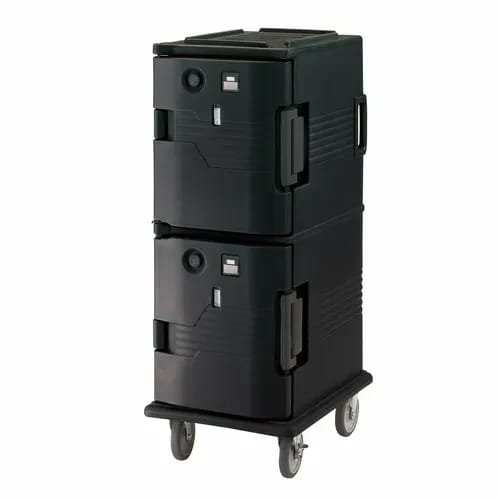 Cambro Ultra Camcart UPCH800110 2-Compartment Black Heated Food Pan Carrier — view 1
