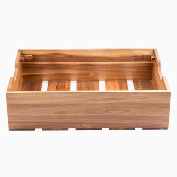Tablecraft 300100 Full Size Acacia Wood Display Crate 7-3/8" Deep — view 1