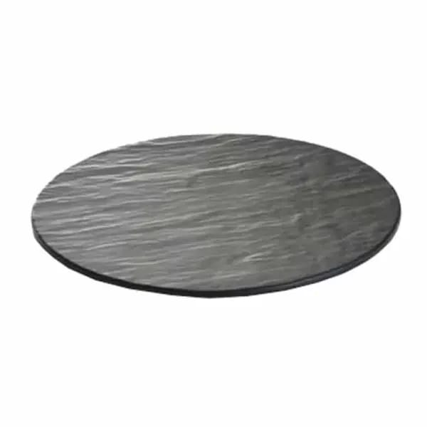 Tablecraft MG13 Frostone Black Slate Round Melamine Serving Tray 13" Diameter — view 2