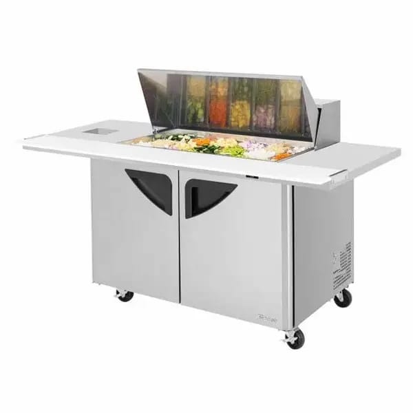 Turbo-Air TST-48SD-18-E-SVC-N 18 Pan 2-Door Mega-Top Sandwich Prep Table with Extended Top 72-5/8"W — view 1