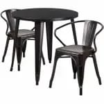 Flash Furniture CH-51090TH-2-18ARM-BK-GG Black Metal Table and Chair Set with Two Chairs — view 5