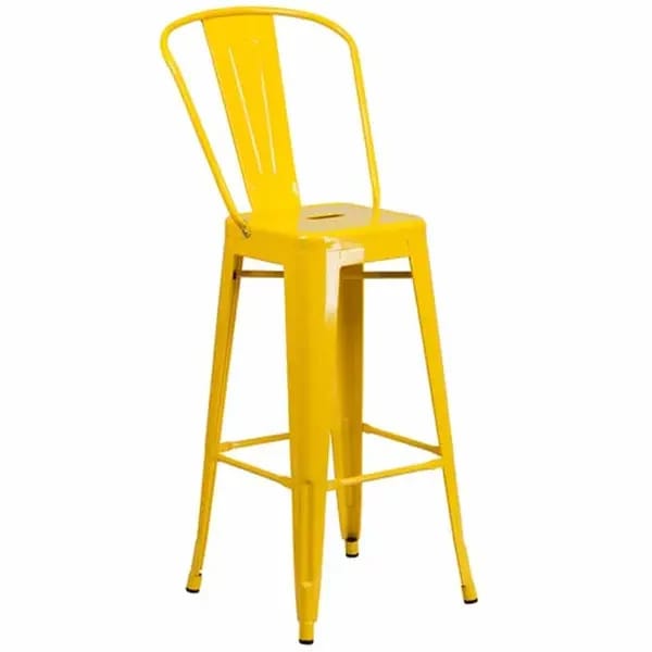 Flash Furniture CH-31320-30GB-YL-GG Yellow Galvanized Steel Bar Stool — view 1