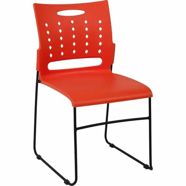 Flash Furniture RUT-2-OR-GG Chair Orange Plastic Seat and Metal Frame — view 1
