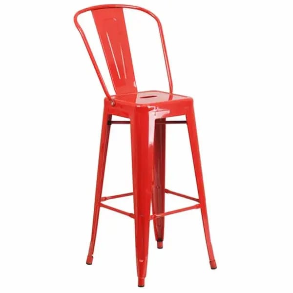 Flash Furniture CH-31320-30GB-RED-GG Red Galvanized Steel Bar Stool — view 1