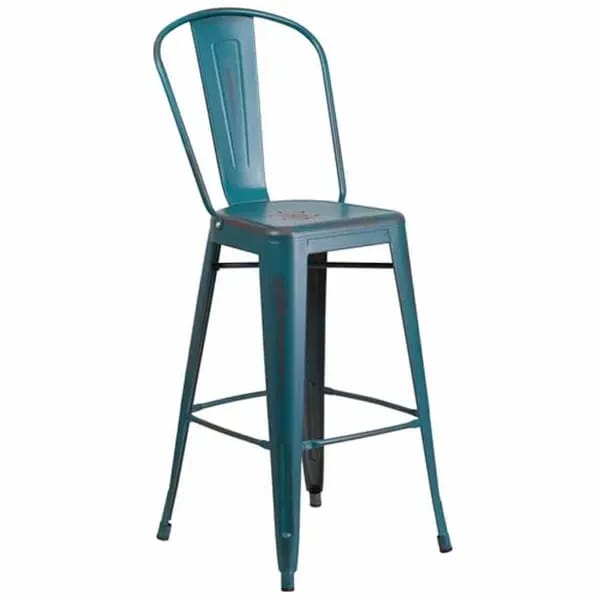 Flash Furniture ET-3534-30-KB-GG Kelly Blue Galvanized Steel Bar Stool — view 1