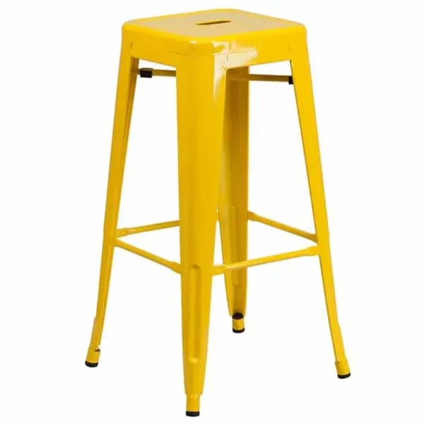 Flash Furniture CH-31320-30-YL-GG Yellow Galvanized Steel Bar Stool — view 2