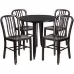 Flash Furniture CH-51090TH-4-18VRT-BK-GG Black Metal Table and Chair Set with Four Chairs — view 4