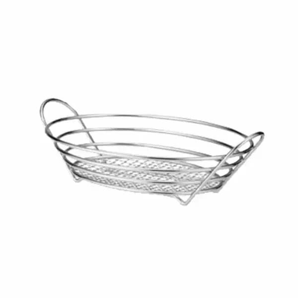 Tablecraft H7176 Oval Chrome Plated Metal Basket 13-3/4" x 10-3/4" x 3-1/4" — view 1