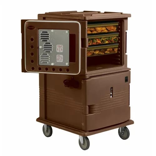 Cambro Ultra Camcart UPCH1600131 2-Compartment Dark Brown Heated Food Pan Carrier — view 2