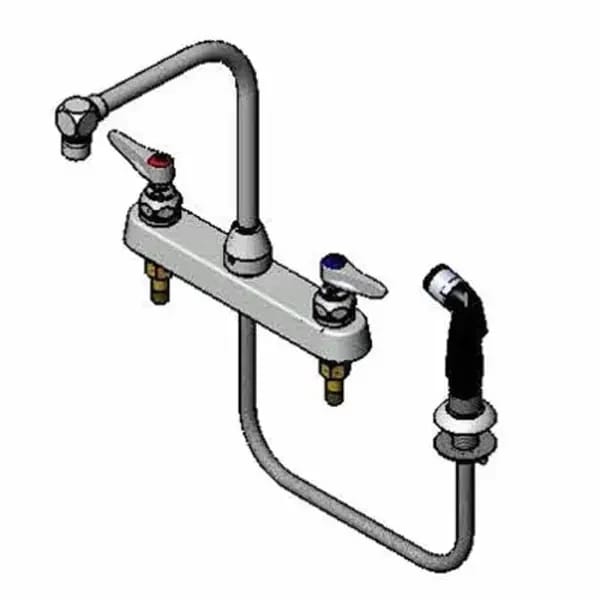 T&S B-1173 8" Deck Mount Workboard Faucet with swing Gooseneck — view 2