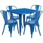 Flash Furniture ET-CT002-4-30-BK-GG Black Galvanized Steel Table and Chair Set with Four Chairs — view 6