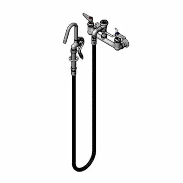 T&S B-0610 8" Wall Mount Pot and Kettle Filler Faucet with 68" Hose — view 2